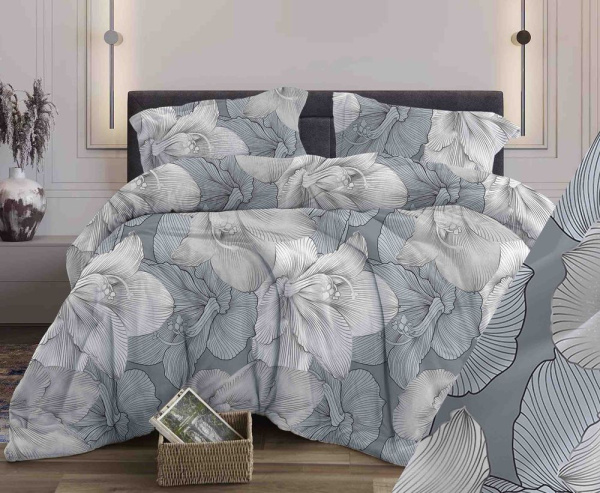 Пододеяльник 2-спальный, поплин (Богема, серый)