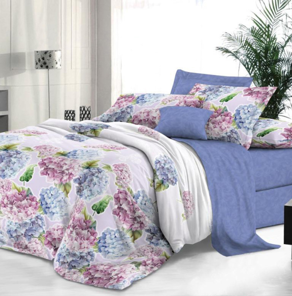 Простыня 2-спальная, сатин "Престиж" (Сиреневый сад (компаньон))