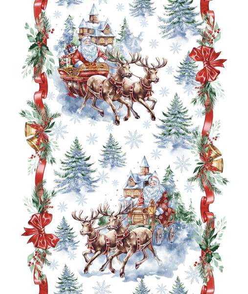 Дорожка для сервировки 50*150 см, хлопок 100% (В гостях у Деда Мороза)