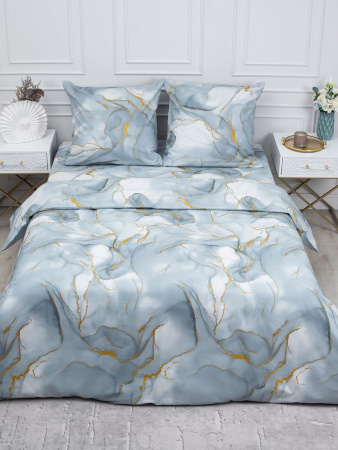 Наволочка 70*70 см, перкаль (Мраморный узор, серый)