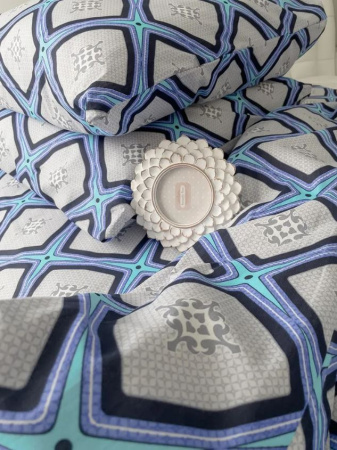 Простыня 1,5-спальная, бязь "Комфорт" (Панно, бирюзовый)