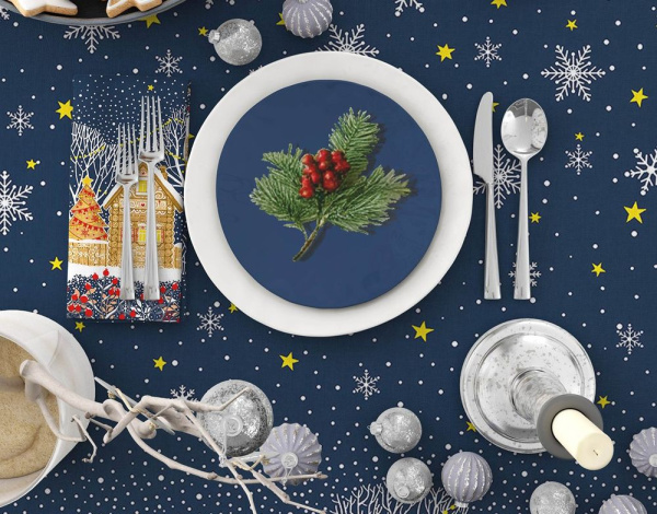 Скатерть 150*150 см, рогожка (Полночь)