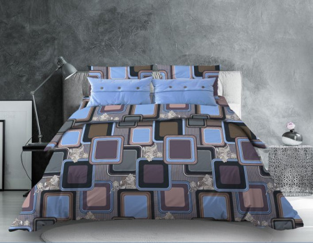 Простыня 1,5-спальная, бязь "Комфорт" (Лабиринт, василек)