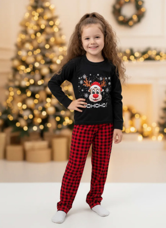 Пижама детская, модель 324, трикотаж (Олень Хо-хо-хо)