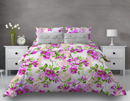 Простыня на резинке 090*200 см, бязь "Комфорт 150 см", борт 25 см (Яблоневый цвет, розовый)