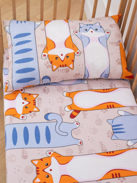 Наволочка 40*60 см, бязь "Комфорт", детская расцветка (Кот батон)