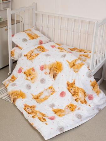 Пододеяльник 112*147 см в детскую кроватку, перкаль, детская расцветка (Рыжие котята)