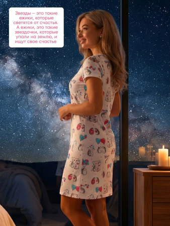 Сорочка ночная женская,мод. 450,трикотаж (Милые ежи)