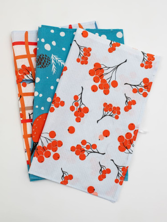 Комплект вафельных полотенец 48*60 см, 3 штуки (Ягодный сорбет)