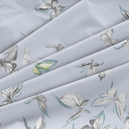 Простыня на резинке 200*200 см, перкаль, борт 25 см (Астерия, сине-голубой)