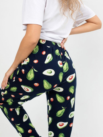 Брюки пижамные женские, модель 162, трикотаж (Авокадо, синий)