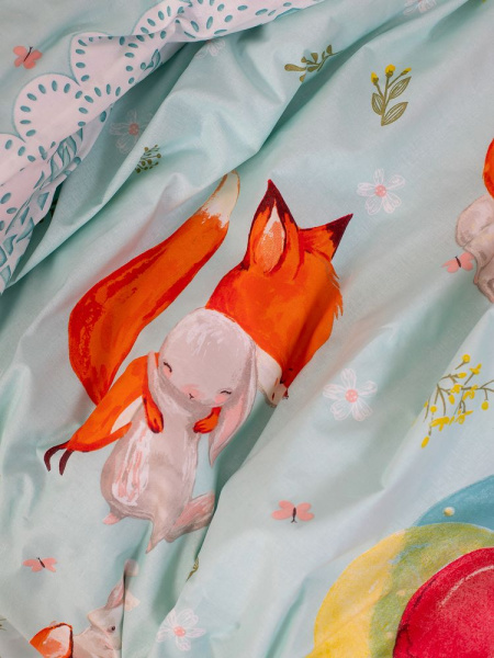 Комплект постельного белья в детскую кроватку, перкаль (Лисята)