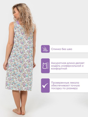 Сорочка ночная женская, мод. 449, трикотаж (Прелесть (сиреневый))