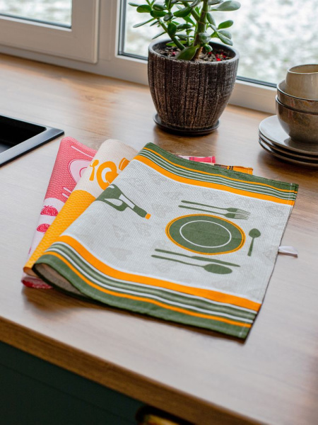 Комплект полотенец 48*60 см, 3 шт., рогожка (Готовим дома)