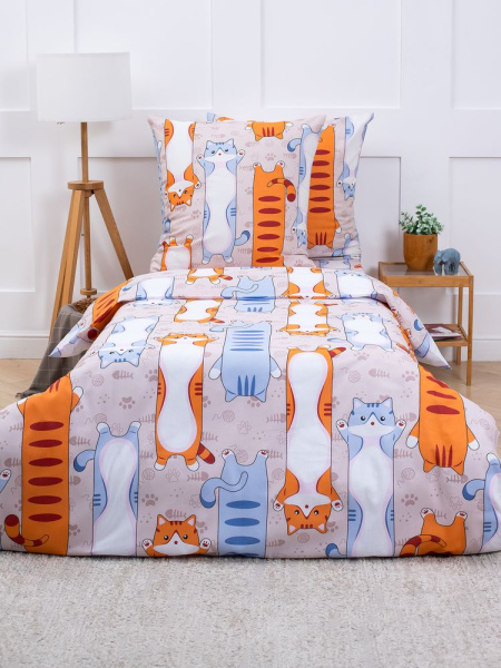 Наволочка 70*70 см, бязь "Комфорт", детская расцветка (Кот батон)