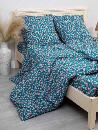 Наволочка 40*60 см, перкаль, детская расцветка (Арбузики, бирюзовый)