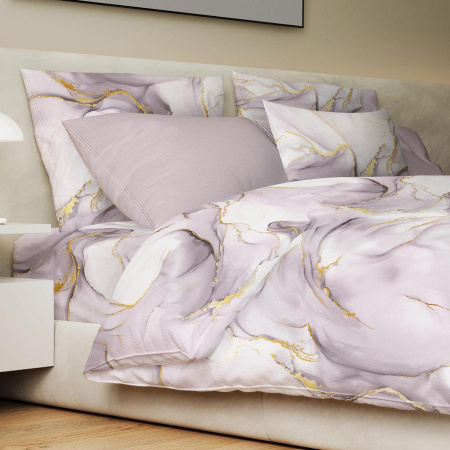 Простыня на резинке 090*200 см, перкаль, борт 25 см (Мраморный узор, сиреневый)