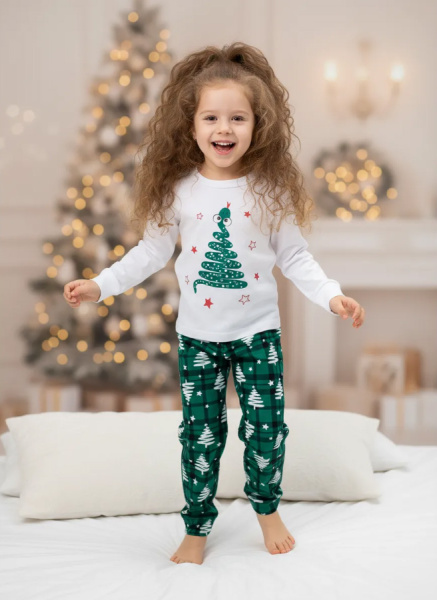 Пижама детская, модель 324, трикотаж (Змейка, зелёный)