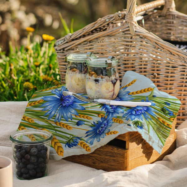 Полотенце 50*60 см вафельное (Васильки)