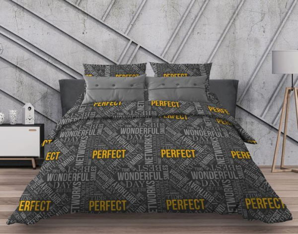 Наволочка 40*60 см, бязь "Комфорт" (Перфект, антрацит)