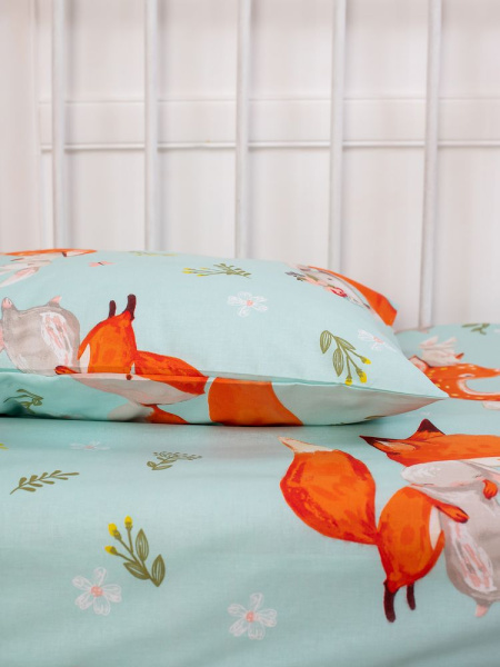 Наволочка 40*60 см, перкаль, детская расцветка (Лисята)