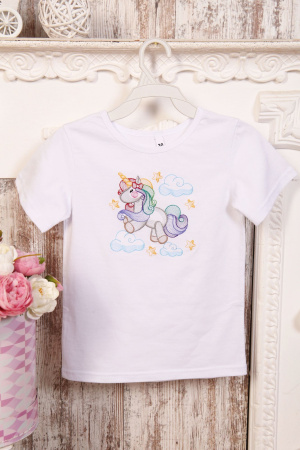 Футболка для девочки, модель 322, трикотаж (Единорожка в облаках)