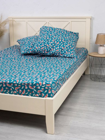 Наволочка 40*60 см, перкаль, детская расцветка (Арбузики, бирюзовый)