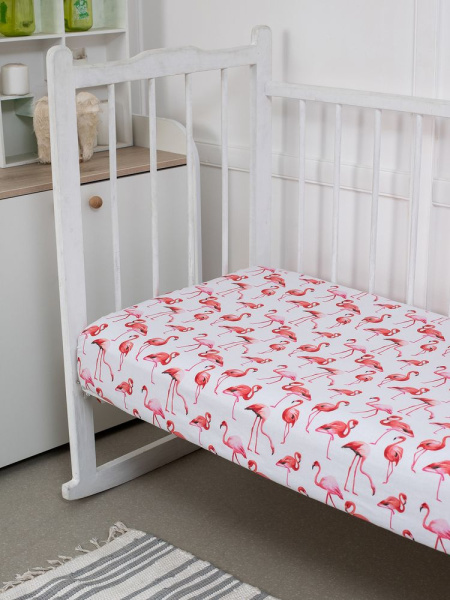 Комплект постельного белья в детскую кроватку, перкаль (Фламинго)