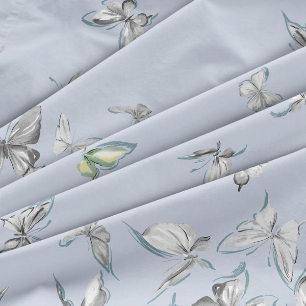 Комплект постельного белья 1,5-спальный, перкаль (Астерия, сине-голубой)