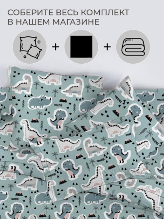 Простыня 100*150 см в детскую кроватку, перкаль, детская расцветка (Диномания)