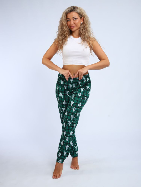 Брюки женские, модель 162, трикотаж (Елочка, зеленый)