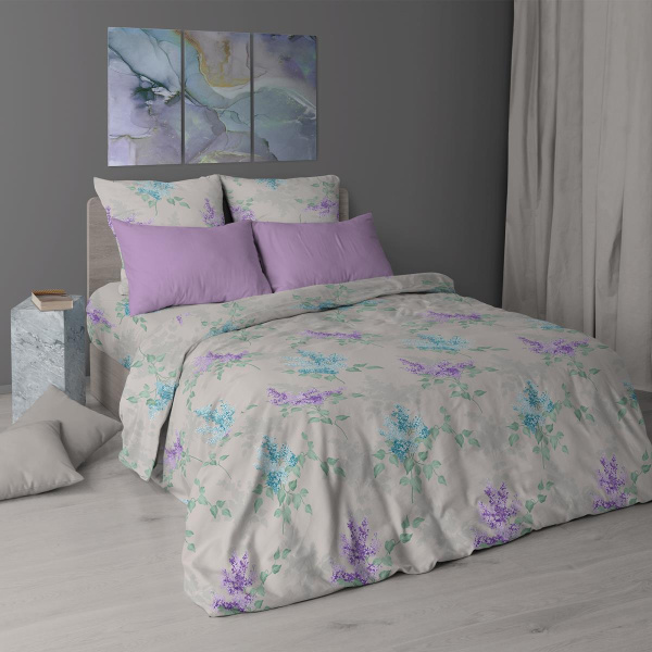 Комплект постельного белья Евромакси, перкаль (Сирень)