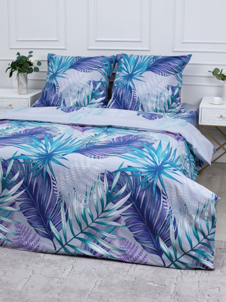 Комплект постельного белья Семейный, перкаль (Мира, серый)