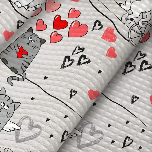 Полотенце 50*60 см вафельное (Влюбленные коты)