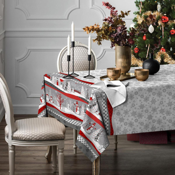 Скатерть 150*180 см, рогожка (Нарядная сказка, серый)