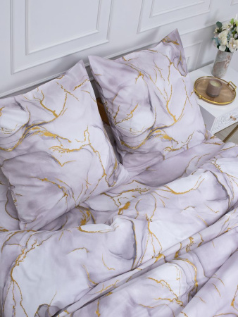 Пододеяльник Евромакси 240*220 см, перкаль (Мраморный узор, сиреневый)