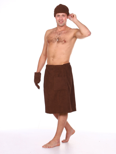Комплект для сауны мужской,100% хлопок (Шоколад)
