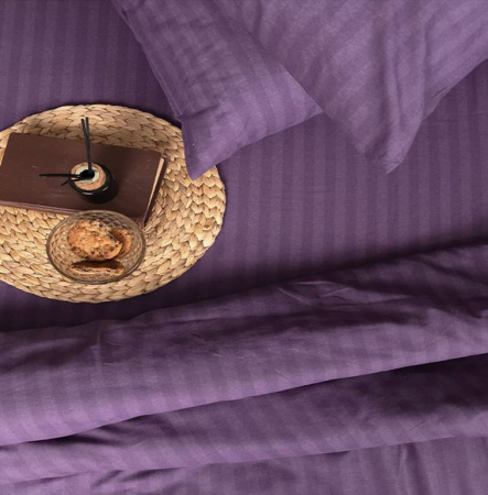 Пододеяльник 1,5-спальный, с вырезом "ромб", бязь "Комфорт" (Страйп, фиолетовый)