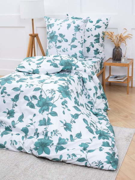 Пододеяльник 1,5-спальный, бязь "Комфорт" (Грация, зеленый)
