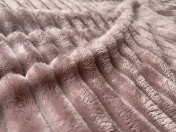Плед 175*210 см, Велсофт - жаккард, Нежность (Пудра-страйп)