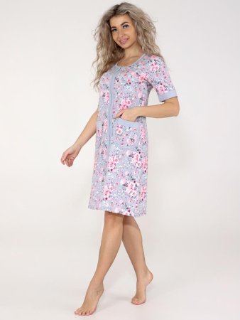 Халат женский, модель 124,трикотаж  (Розы)