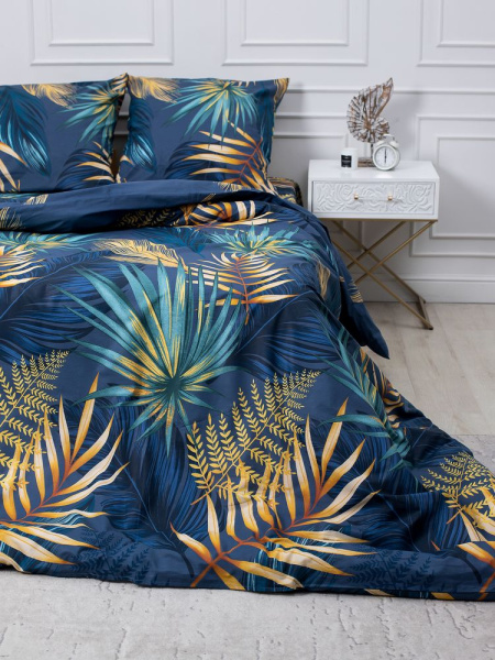 Комплект постельного белья Евростандарт, перкаль (Мира, синий)