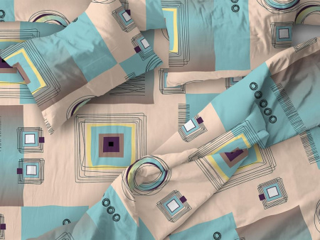 Комплект постельного белья 1,5-спальный, бязь "Комфорт" (Графика, бирюзовый)