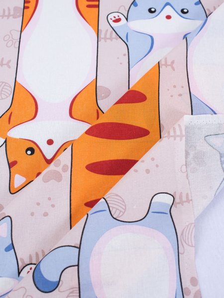 Пододеяльник 112*147 см в детскую кроватку, бязь "Комфорт" (Кот батон)