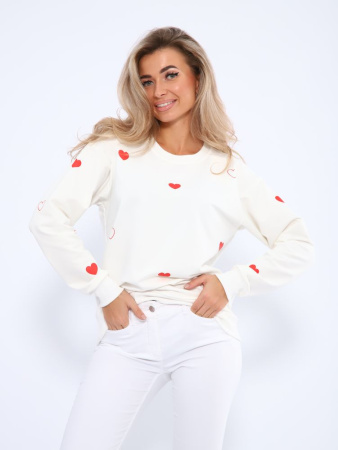 Свитшот женский, модель 173, трикотаж (Романтика, молочный)