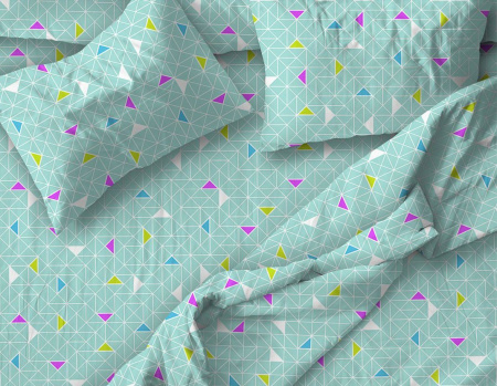 Комплект постельного белья 1,5-спальный, бязь "Комфорт" (Треугольники, бирюзовый)