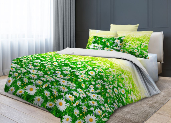 Комплект постельного белья 2-спальный, бязь  ГОСТ (Ромашковое поле)
