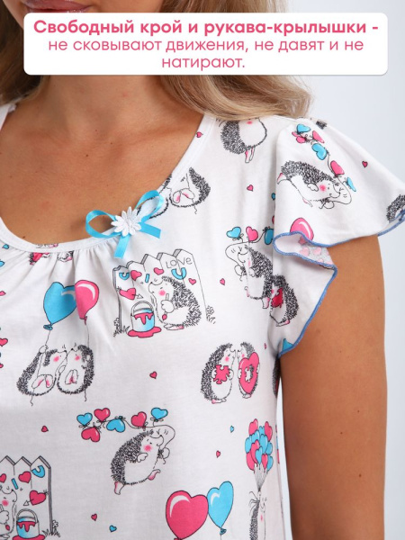 Сорочка ночная женская,мод. 426,трикотаж (Милые ежи)