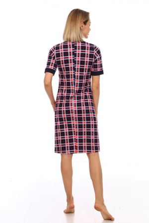 Халат женский, модель 124,трикотаж  (Шотландка, розовый)