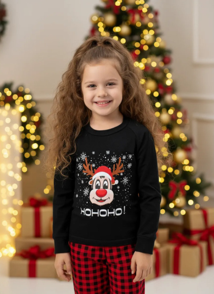 Пижама детская, модель 324, трикотаж (Олень Хо-хо-хо)